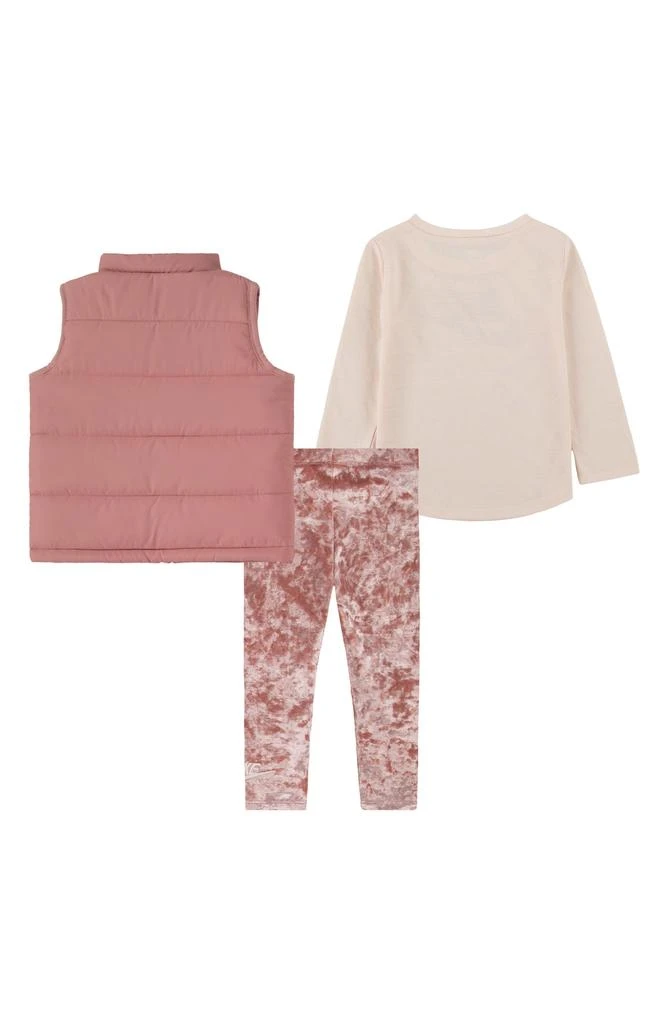 NIKE Puffer Vest, Long Sleeve Tee & Velvet Leggings Set 2