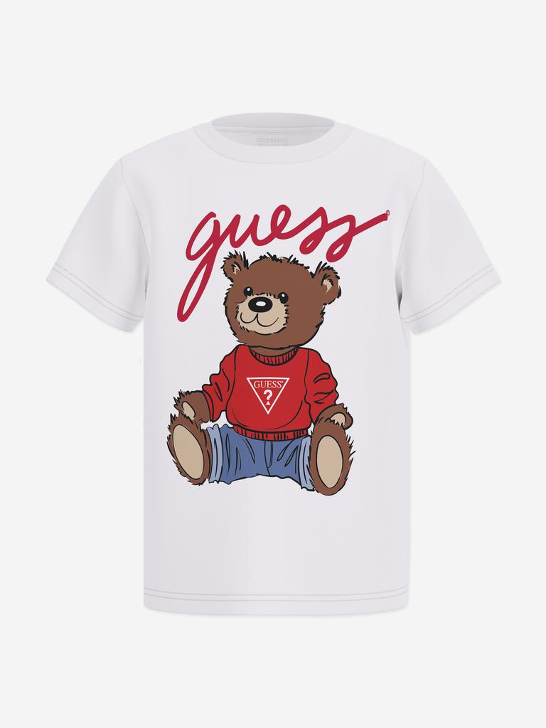 GUESS Guess Kids Teddy Bear Logo T-Shirt in White