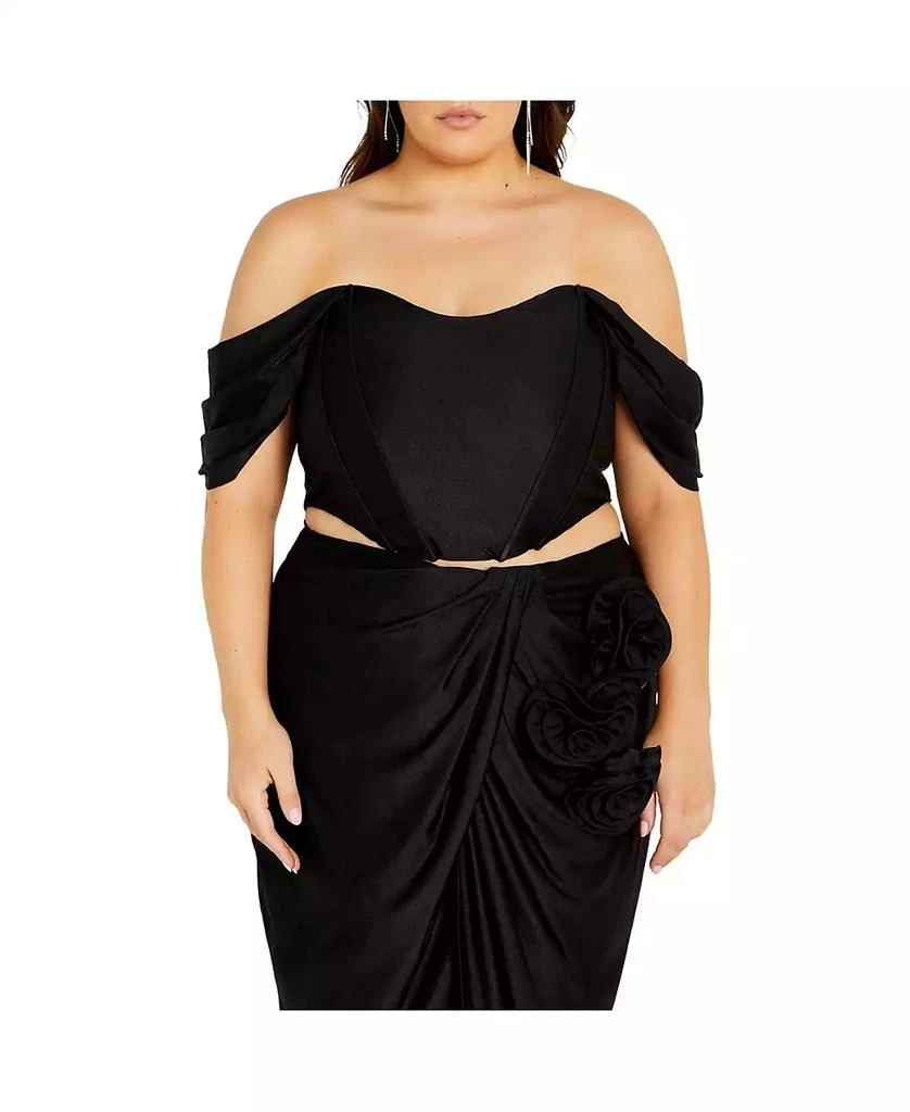 City Chic Plus Size Fleur Off Shoulder Fitted Corset