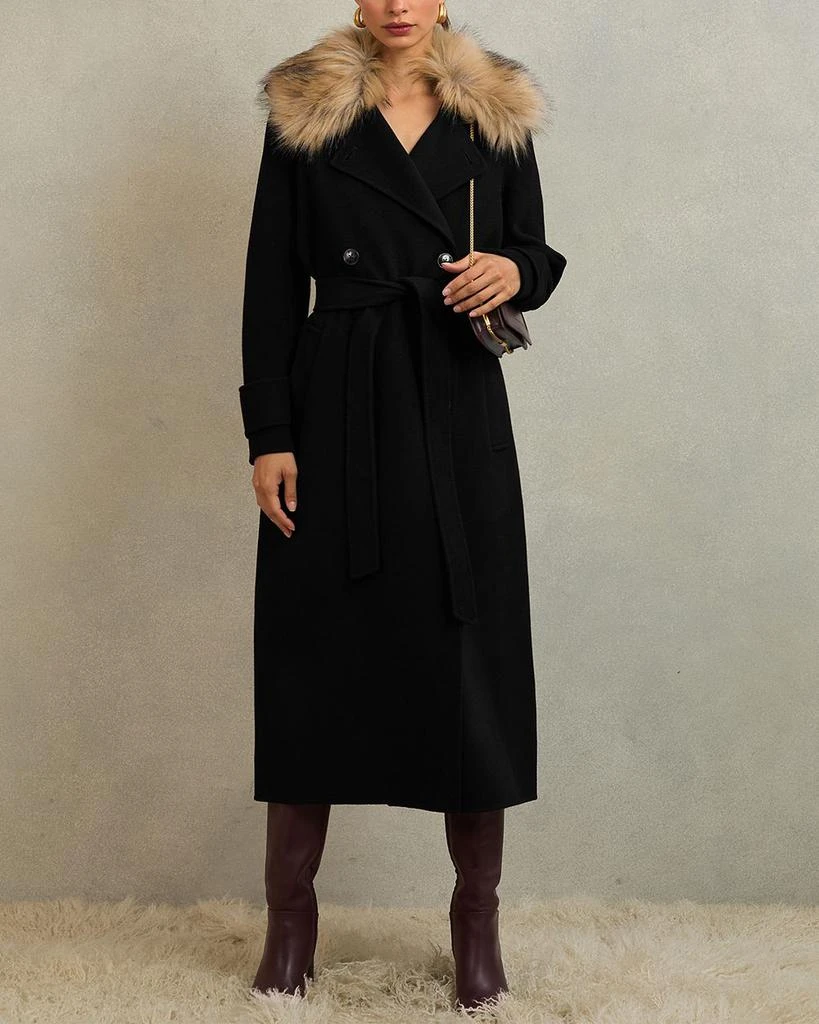REISS Jolene Faux Fur Blind Seam Wool Coat 2