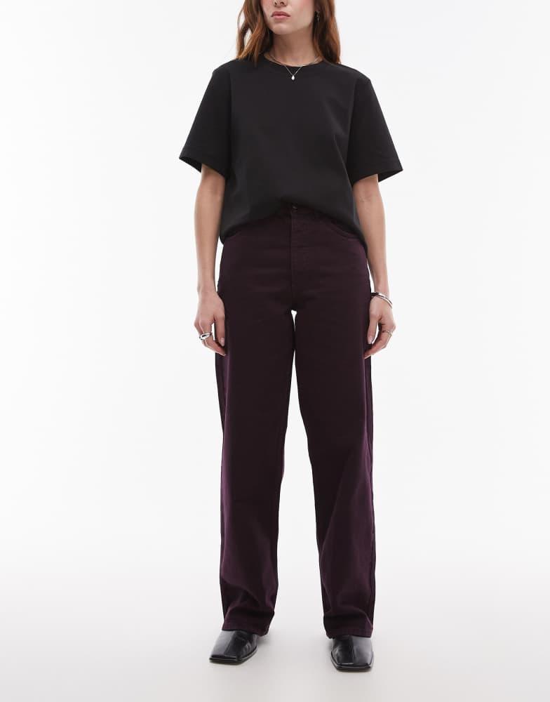 Topshop Topshop mid rise loose fit jean in oxblood