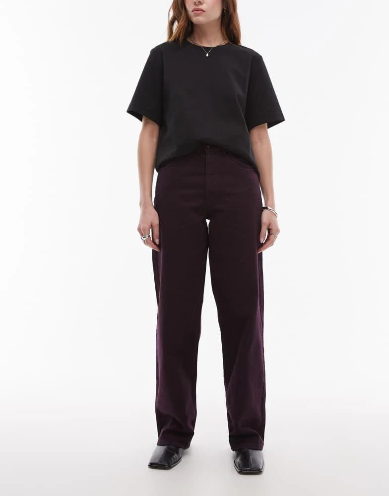 Topshop Topshop mid rise loose fit jean in oxblood 1