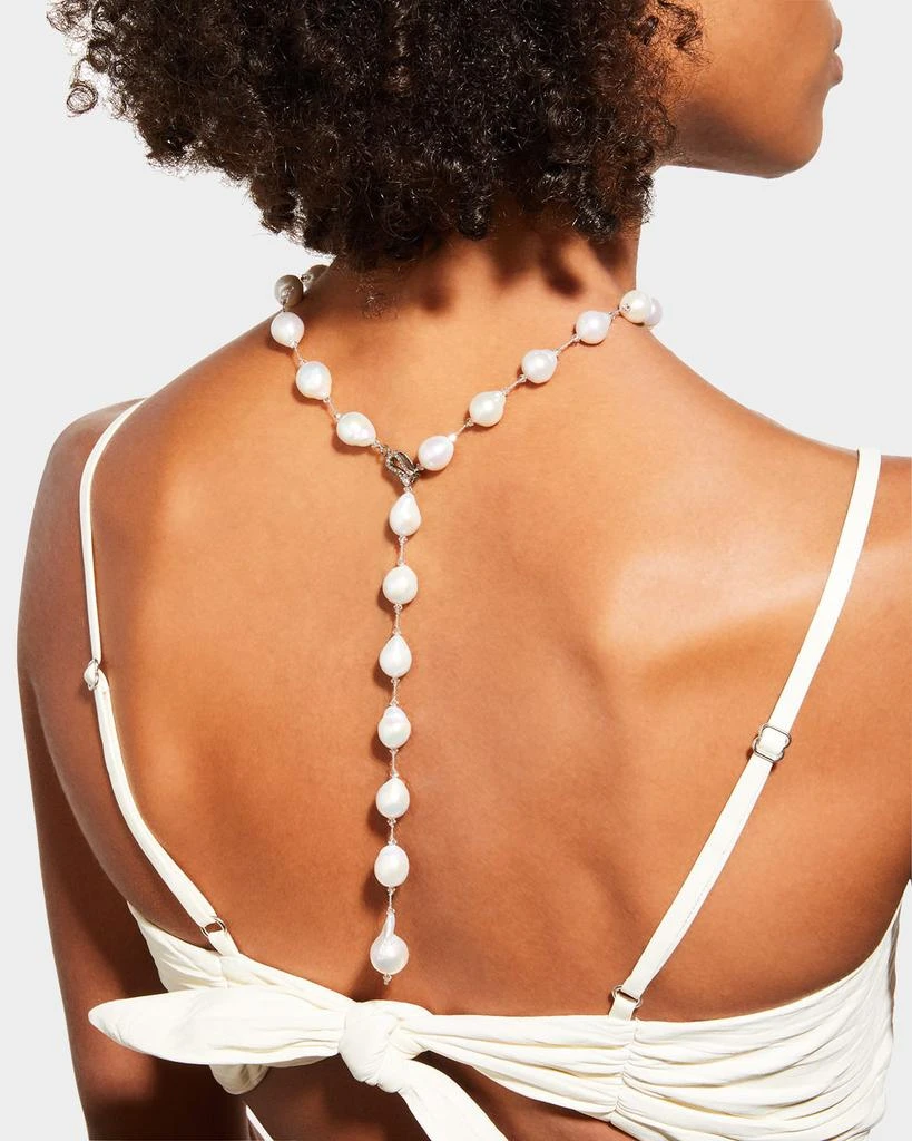 Margo Morrison Pearl Lariat with Diamond Snake Clasp 5