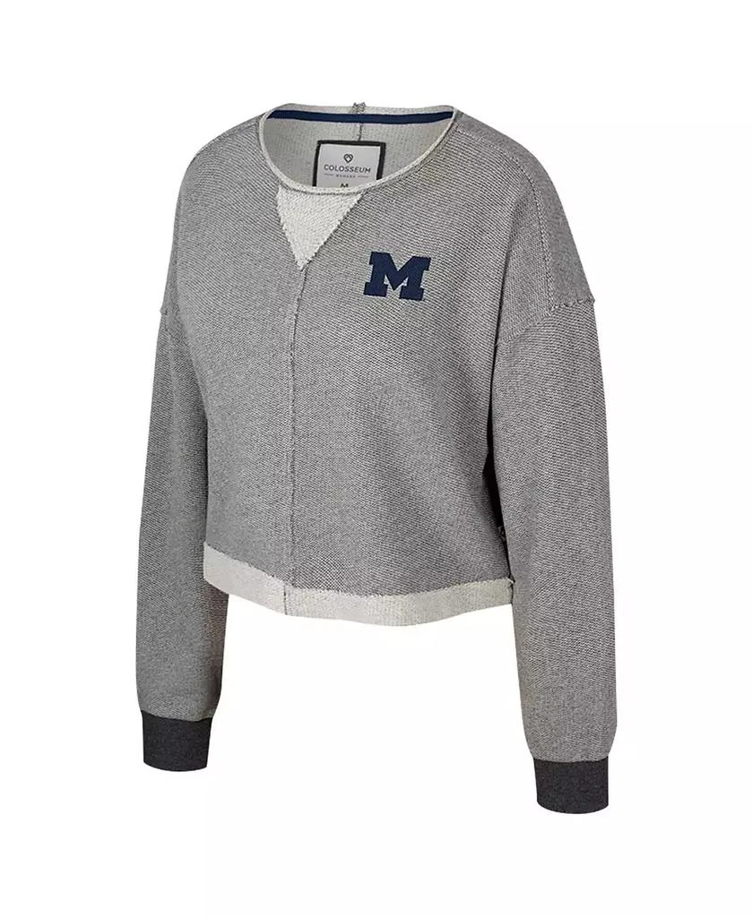 Colosseum Women's Charcoal Michigan Wolverines Magnum Scoop Neck Cropped Pullover Sweatshirt 2