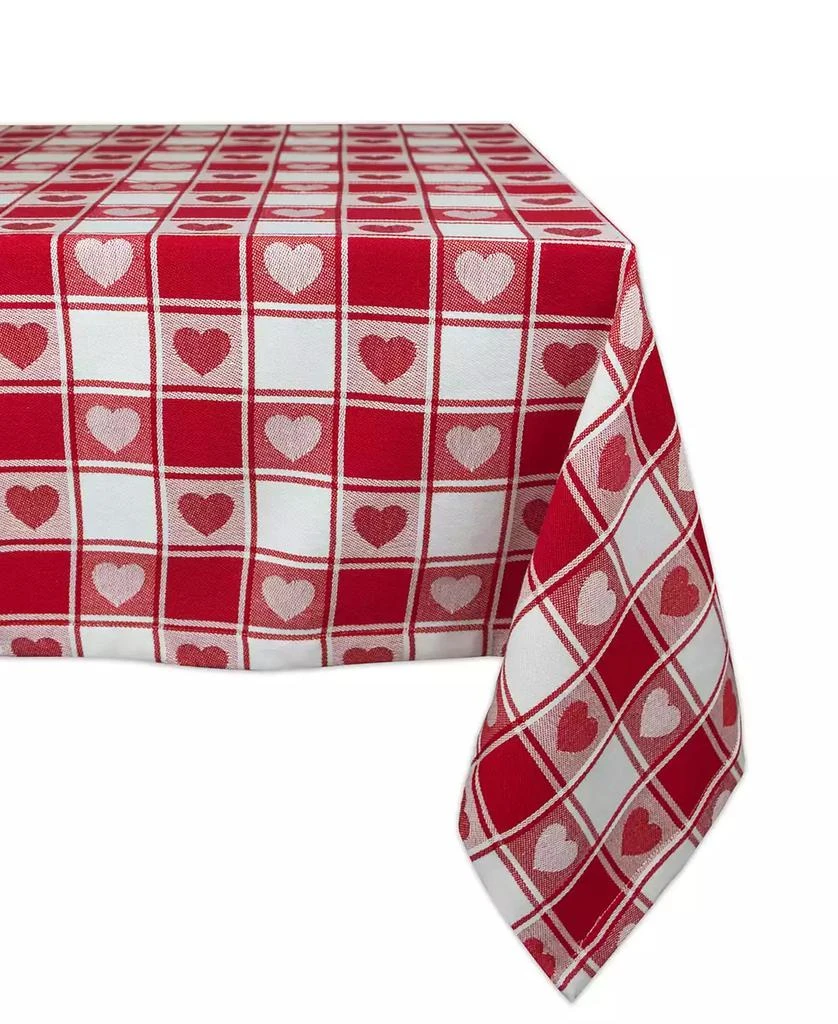 Design Imports Woven Check Hearts Tablecloth 60" x 84"