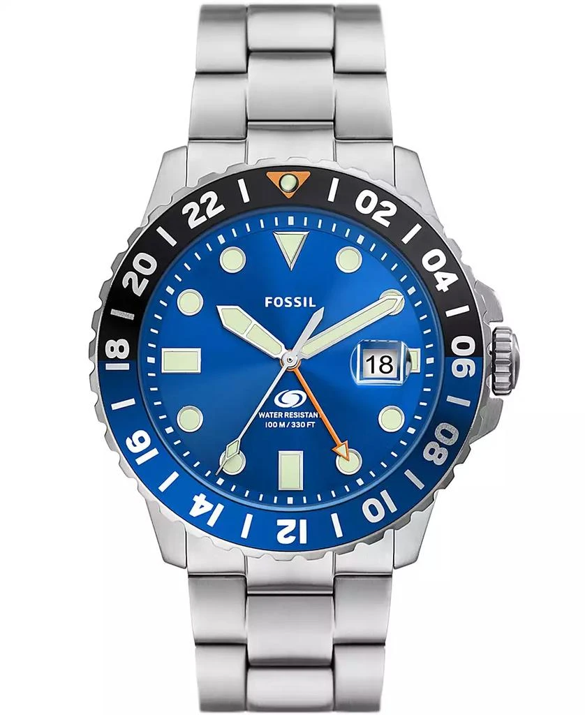 Fossil Men's Fossil Blue GMT Stainless Steel Watch, 46mm 1