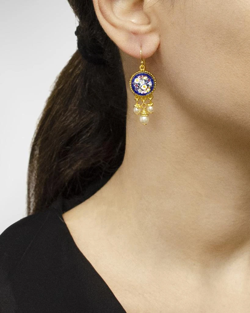 BEN-AMUN 24k Gold-Plated Triple Pearl Pendant Earrings 2