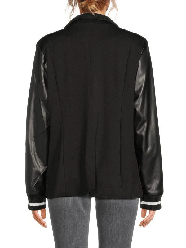 Laundry by Shelli Segal Faux Leather Sleeve Blazer 2