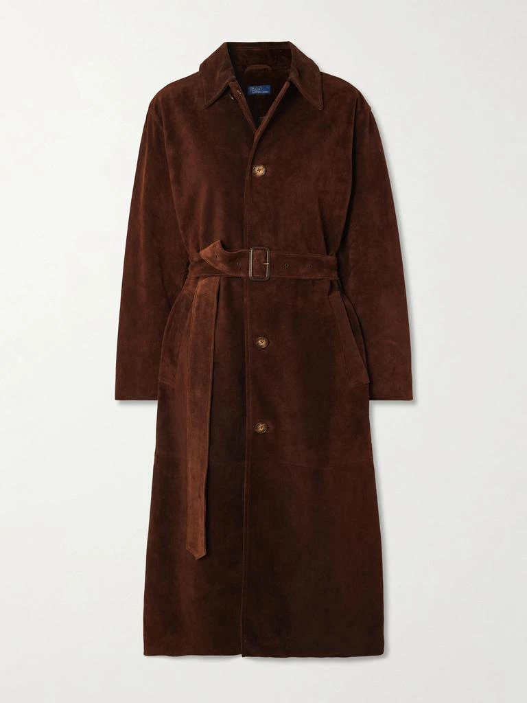 Ralph Lauren Belted Paneled Suede Coat