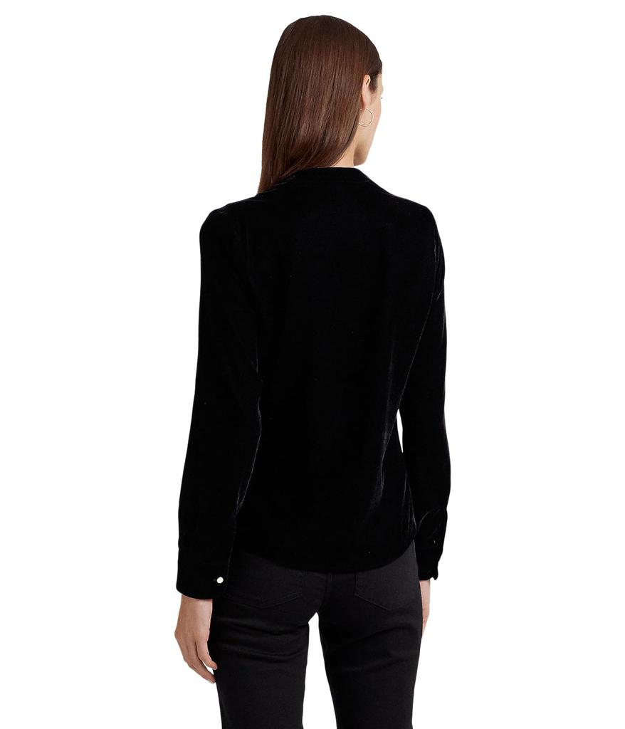 Ralph Lauren Pleated Velvet Surplice Blouse