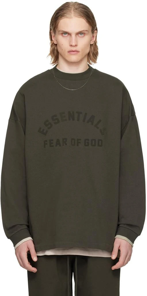 Fear of God ESSENTIALS Gray Crewneck Long Sleeve T-Shirt 1