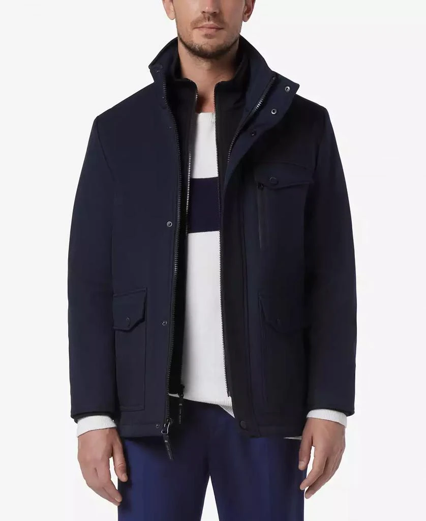 Marc New York by Andrew Marc Men's Hoyt Micro-Houndstooth Soft Shell Barn Jacket with Removable Bib 1