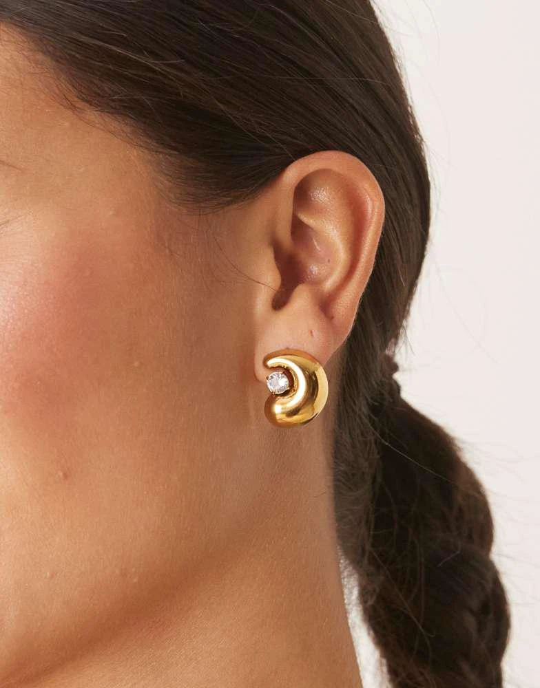 LOST SOULS Lost Souls molten stud earrings with crystal detail in 18ct gold plated stainless steel