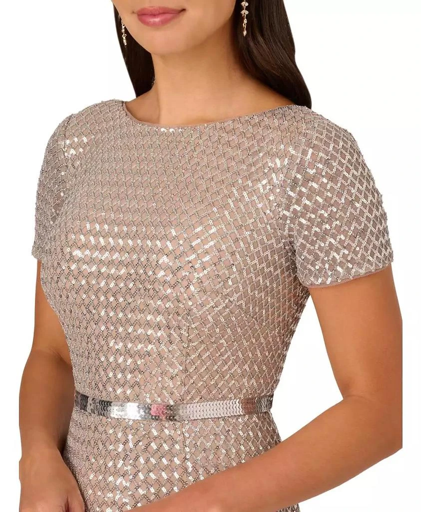 Adrianna Papell Women's Beaded Mesh Column Dress 3