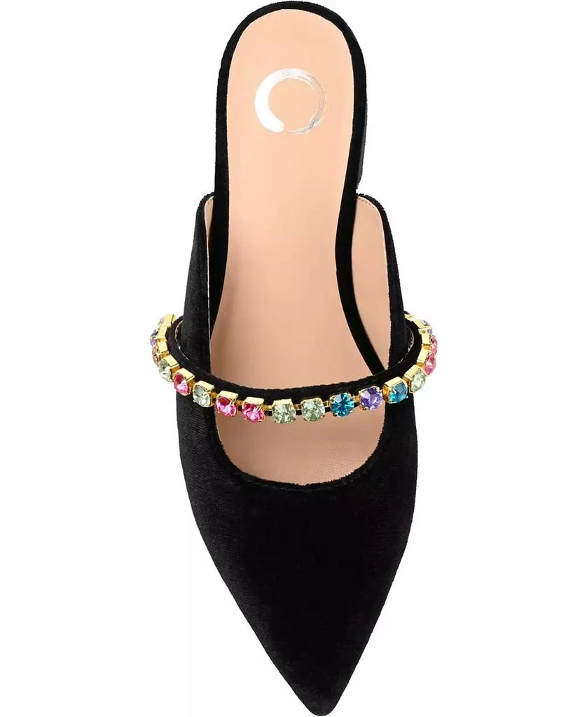 Journee Collection Women's Jewel Rhinestone Embellished Velvet Slip On Flats 4