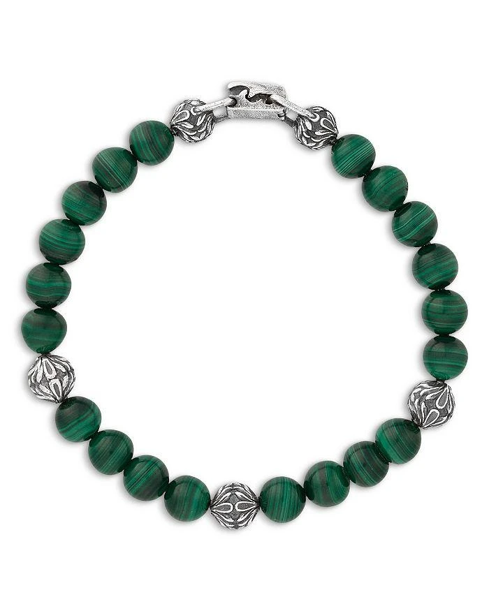 John Varvatos Men
s Sterling Silver Gothic Malachite Bead Bracelet