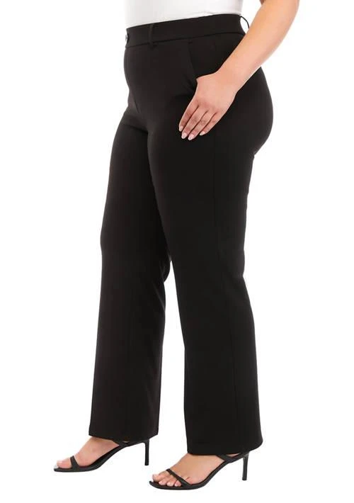 Kasper Plus Size Pull On Faux Fly Ponte Trousers 3