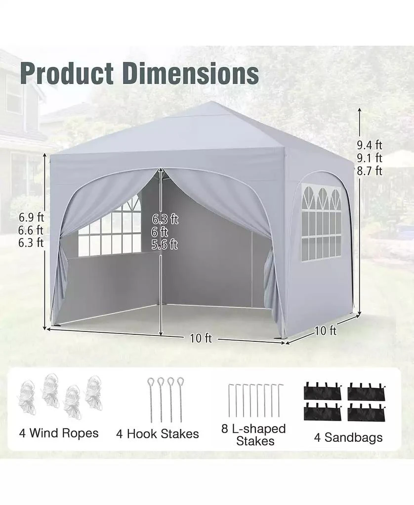 Mecale 10 X 10 FT Pop up Canopy Tent with 4 Removable Sidewall 4