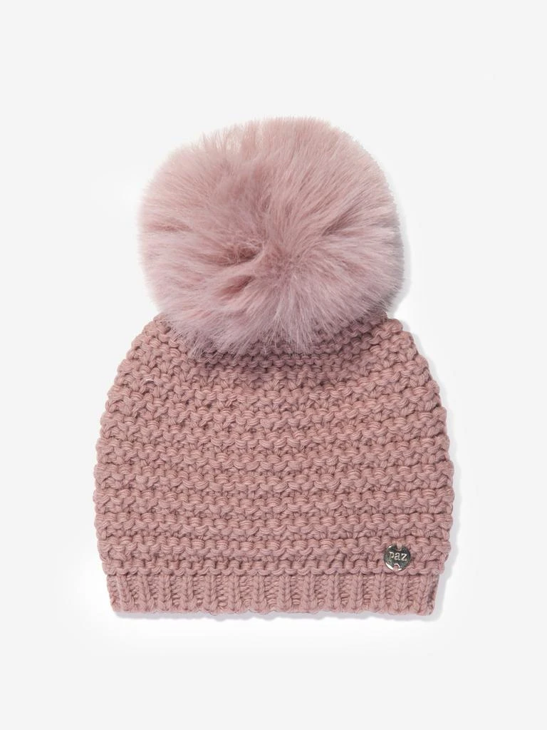 Paz Rodriguez Paz Rodriguez Girls Knitted Pom Pom Hat in Pink 1