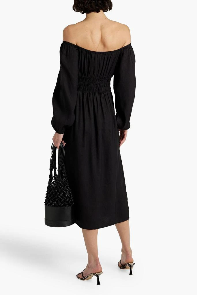 Onia Air off-the-shoulder shirred linen-blend midi dress 3