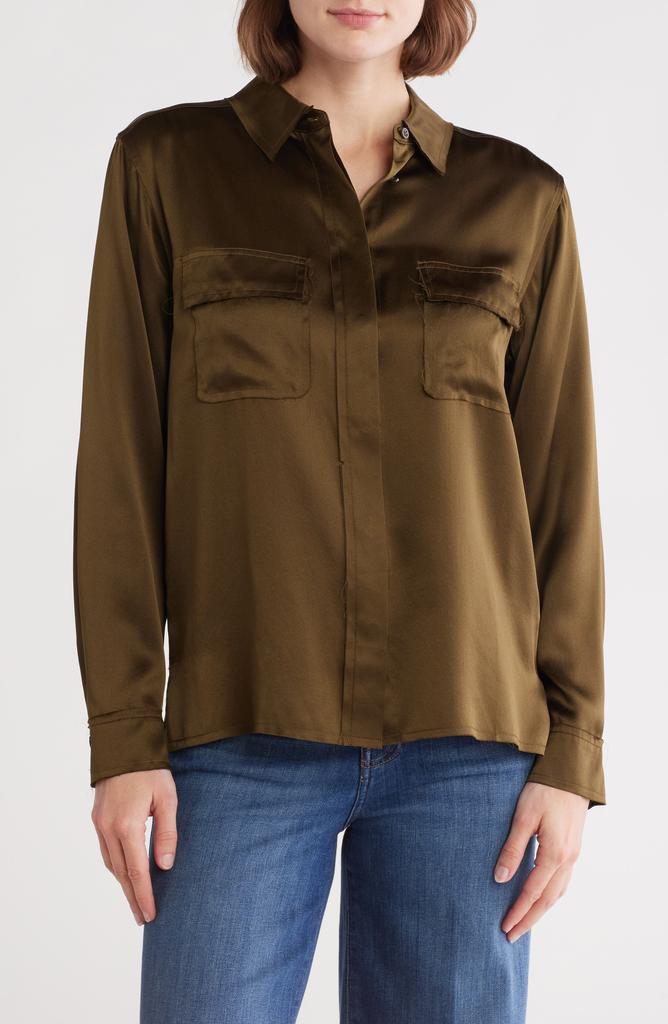 FRAME Raw Edge Double Pocket Silk Shirt