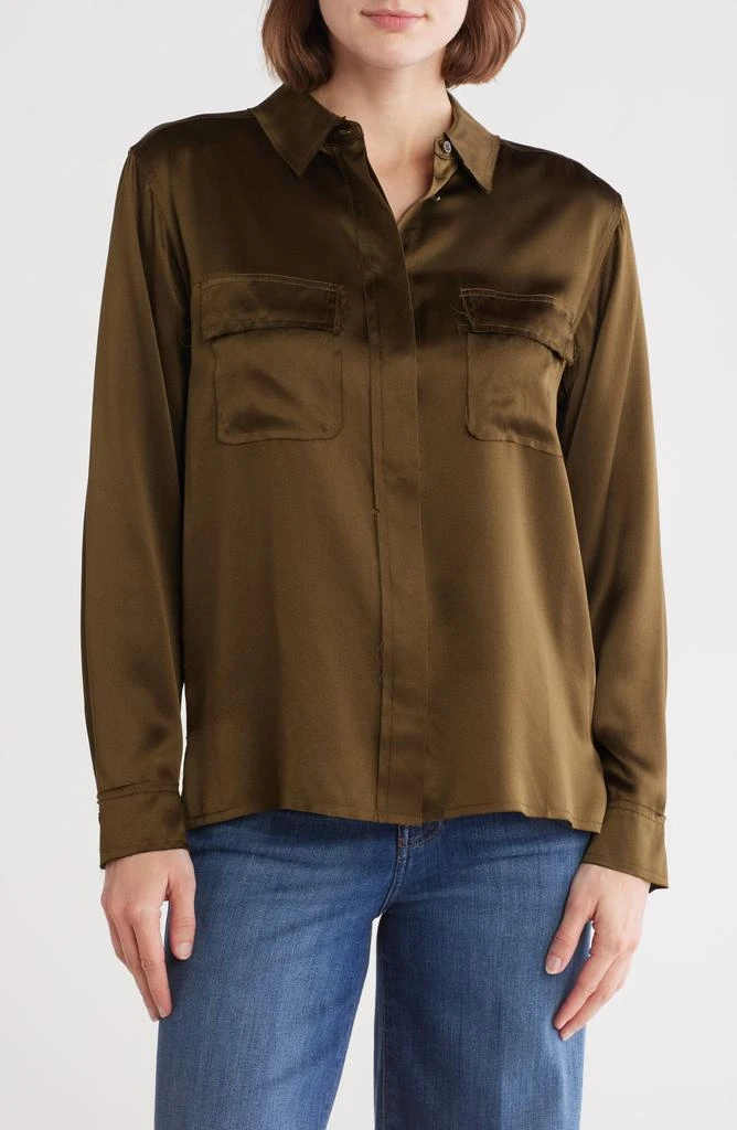 FRAME Raw Edge Double Pocket Silk Shirt 1