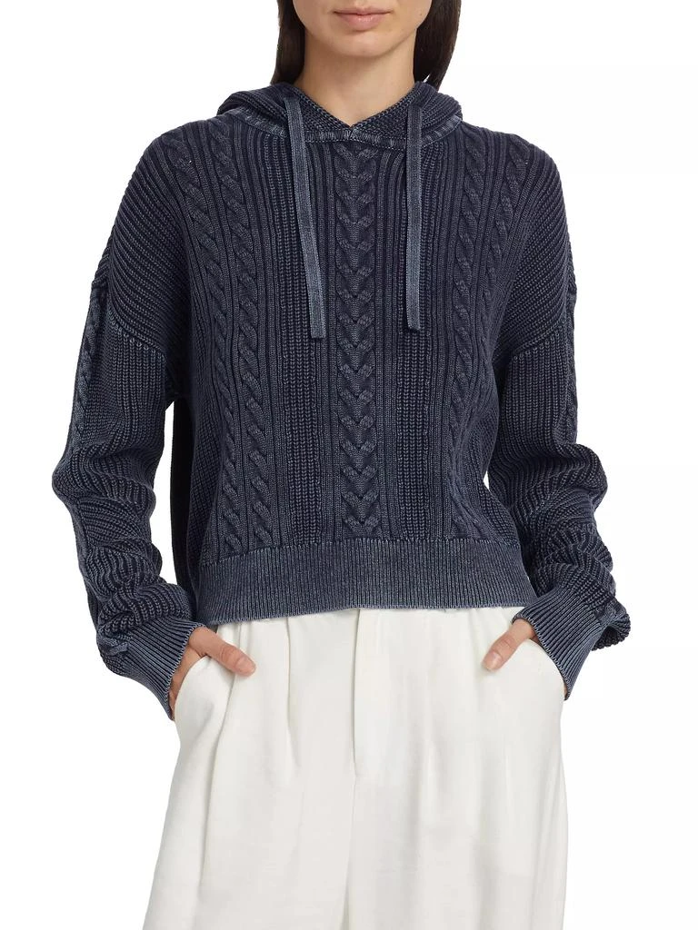 ATM Anthony Thomas Melillo Cotton Cable-Knit Drawstring Hoodie 3
