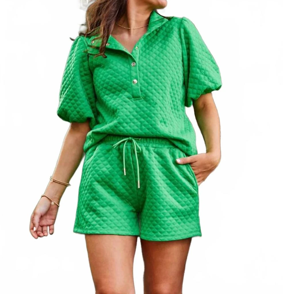 Mary Square Madelyn Shorts 
Top Set In Green