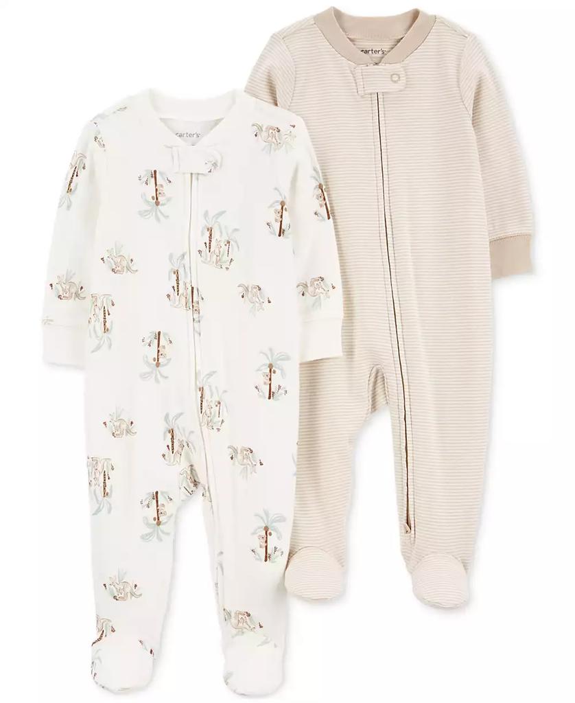 Carter's Baby Cotton 2-Way-Zip Footed Sleep and Play Coveralls, Pack of 2