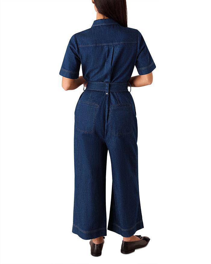 Whistles Petites Denim Pintuck Belted Jumpsuit