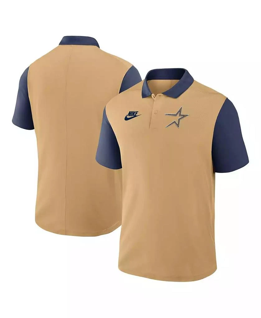 NIKE Men's Gold/Navy Houston Astros Cooperstown Collection Color-Block Victory Performance Polo Shirt 1