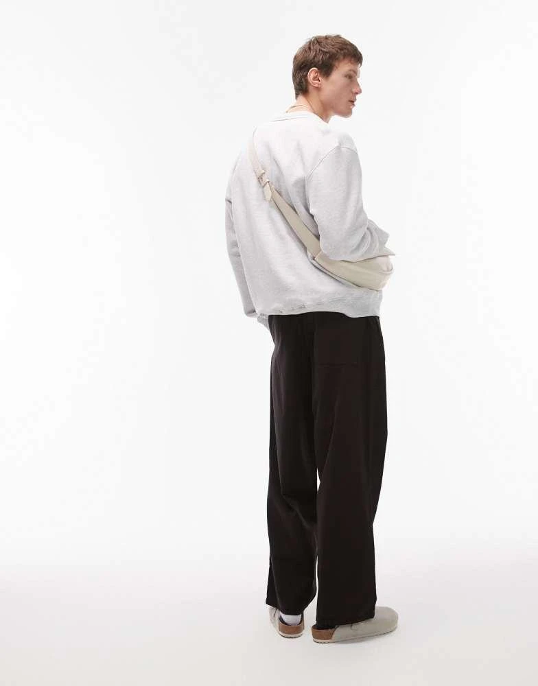 Topman Topman relaxed ripstop trouser in black 2