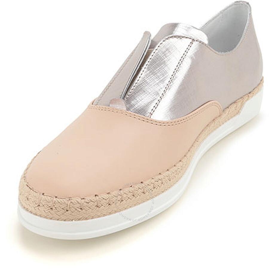 Tod's Ladies Slip on Sneakers with Mettalic Effect in Light/Metal Gold