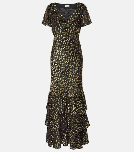 Rixo Amelle embellished tiered maxi dress 1
