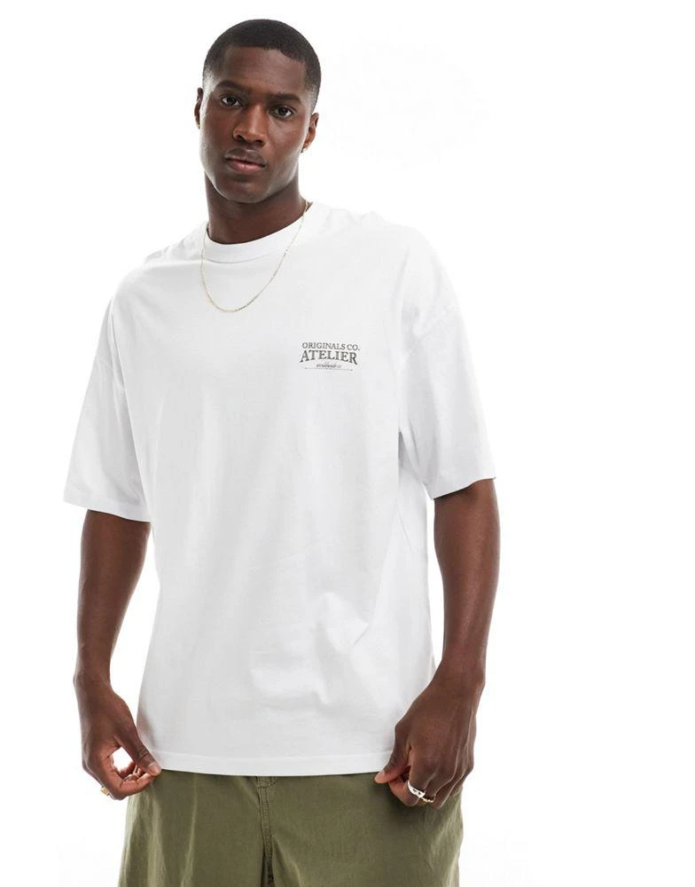 Jack & Jones Jack & Jones oversized t-shirt with atalier backprint in white 2