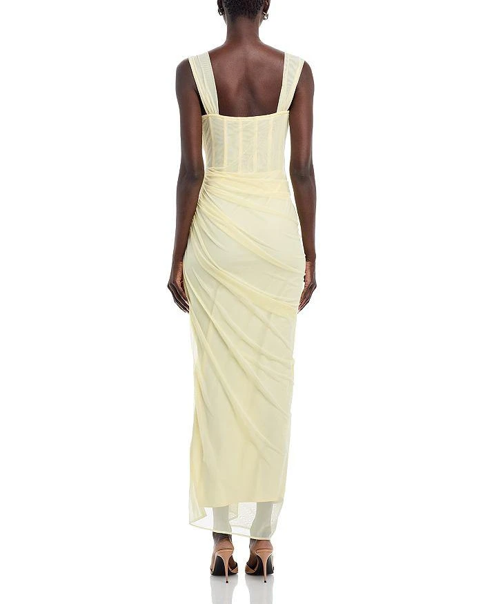 aqua ruched mesh dress Ruched Mesh Dress