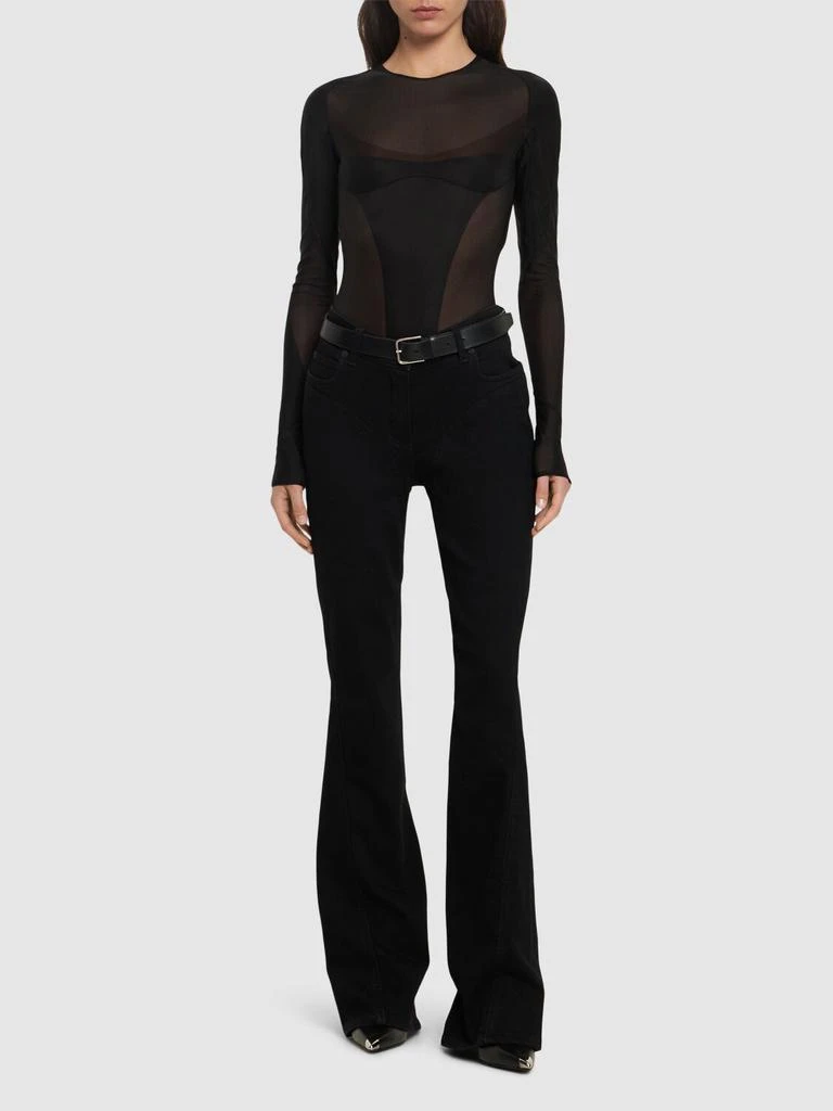 MUGLER Nylon Jersey Long Sleeve Bodysuit 1