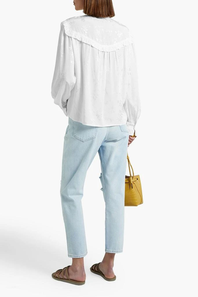 RAQUEL ALLEGRA Ruffle-trimmed satin-jacquard blouse 3