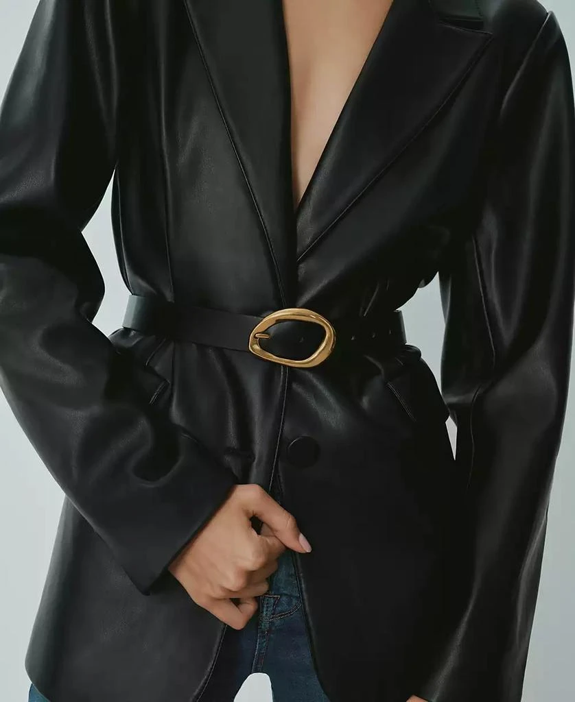 Good American Women's Classic Faux-Leather Oval Buckle Belt 2