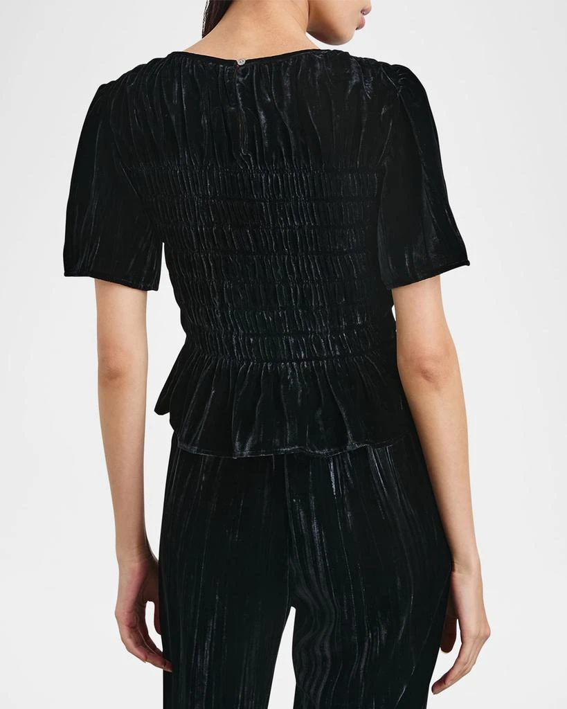 Rails Rosie Smocked Peplum-Hem Velvet Blouse 3