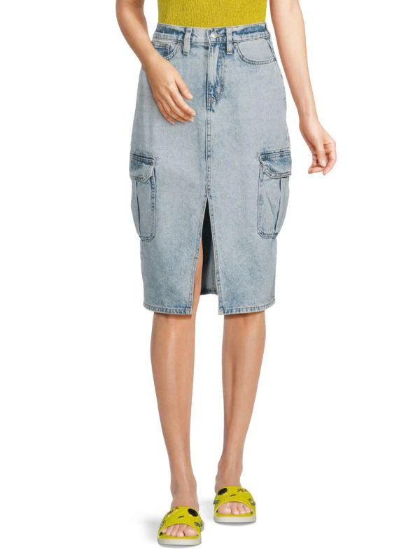 Calvin Klein High Waisted Denim Cargo Midi Skirt 1