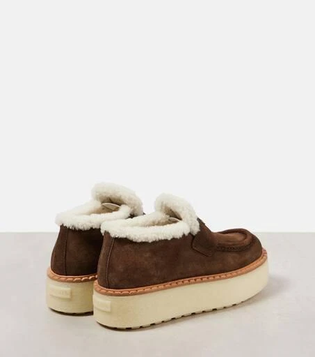 Prada Shearling-lined suede platform loafers 2