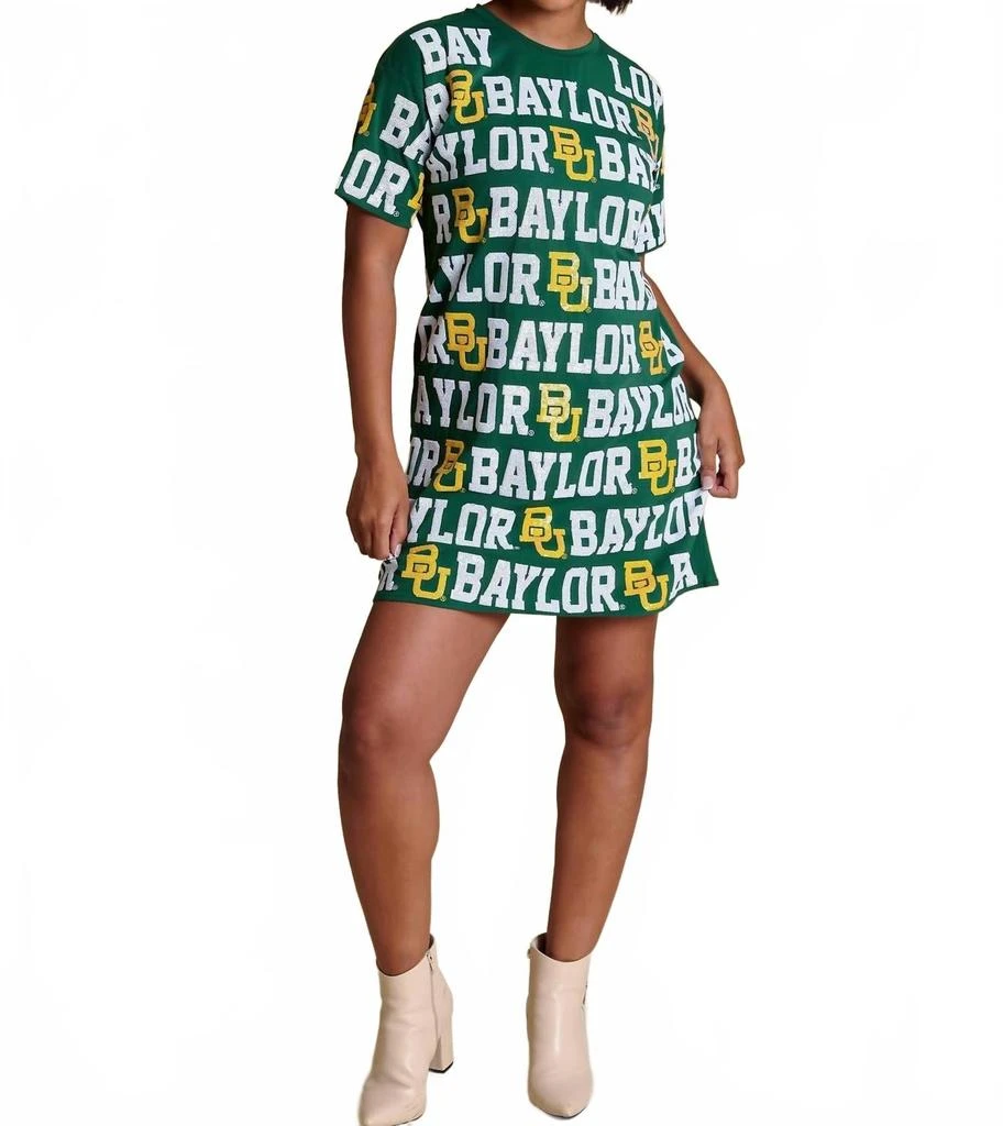 STEWART SIMMONS The Sequin Repeat T-Shirt Dress Baylor In Green