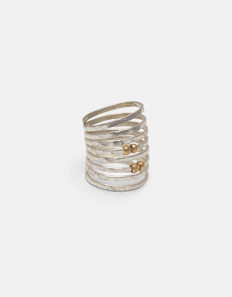 Pull&Bear Pull&Bear Pack of 2 textured rings in silver 3