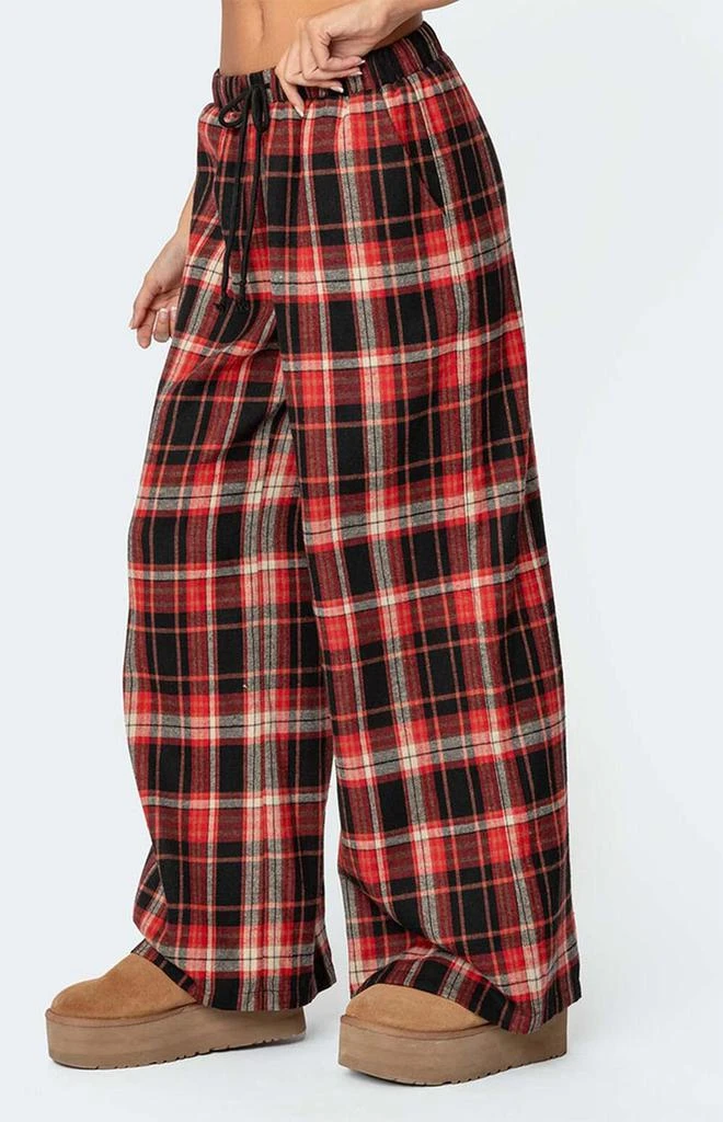 Edikted Lounge Around Plaid Wide Leg Pants 3