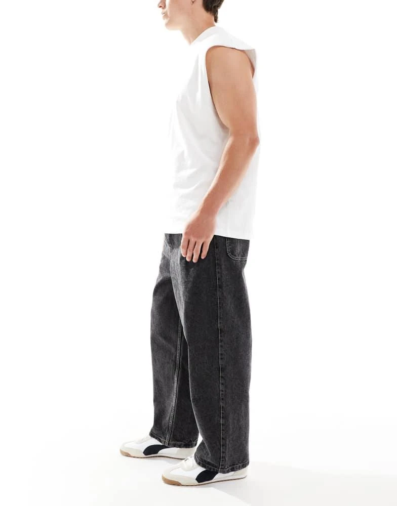 Bershka Bershka loose baggy fit jeans in black 3
