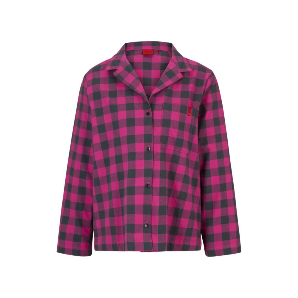 Hugo Boss Relaxed-fit pajama top in checked cotton flannel 1