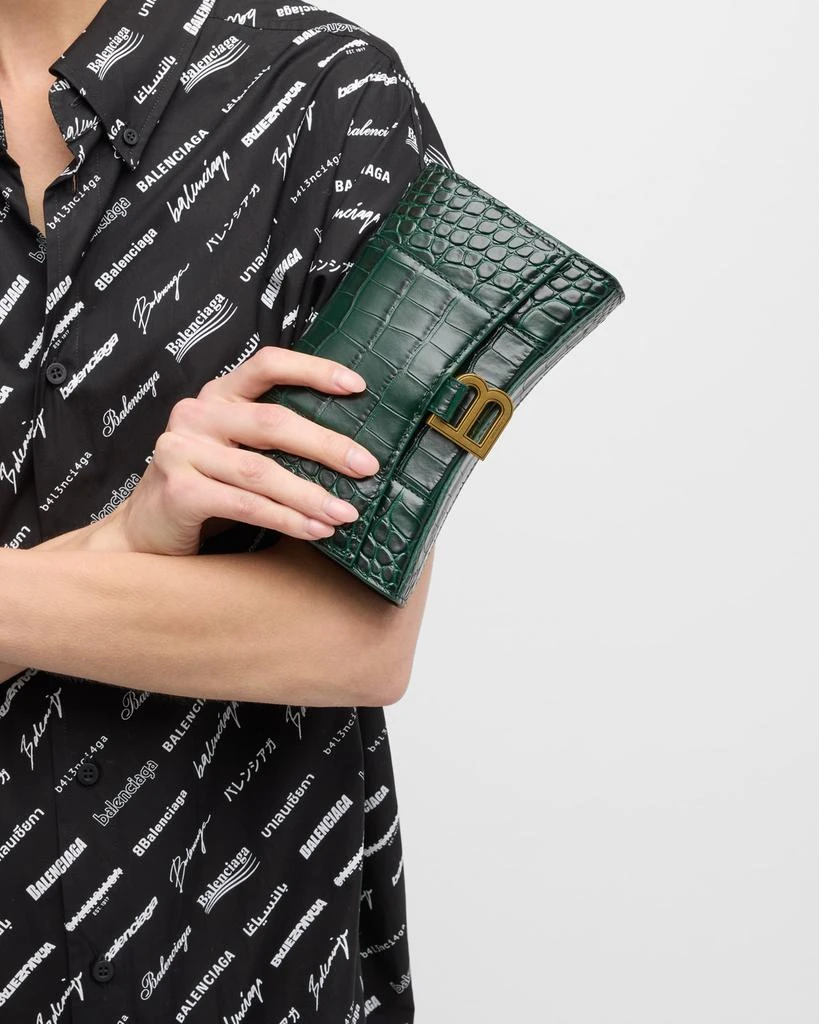 Balenciaga Hourglass Croc-Embossed Wallet on Chain 5