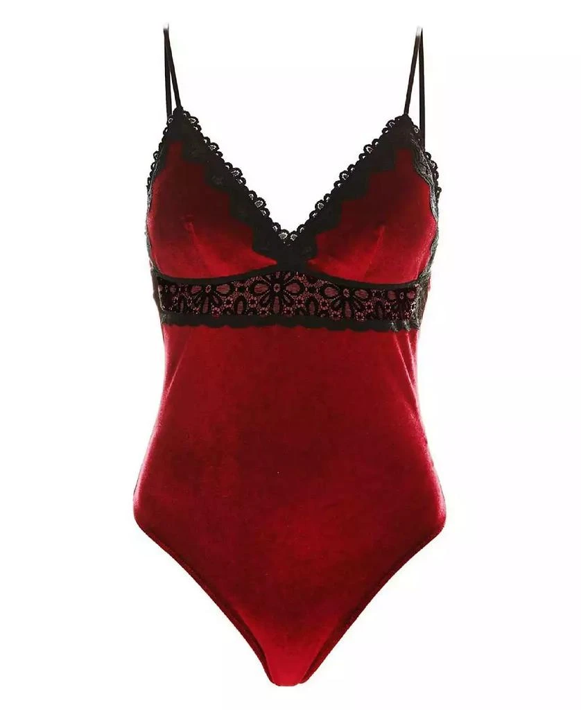 Memoi Women's Sylvie Soft Velvet Bodysuit 3