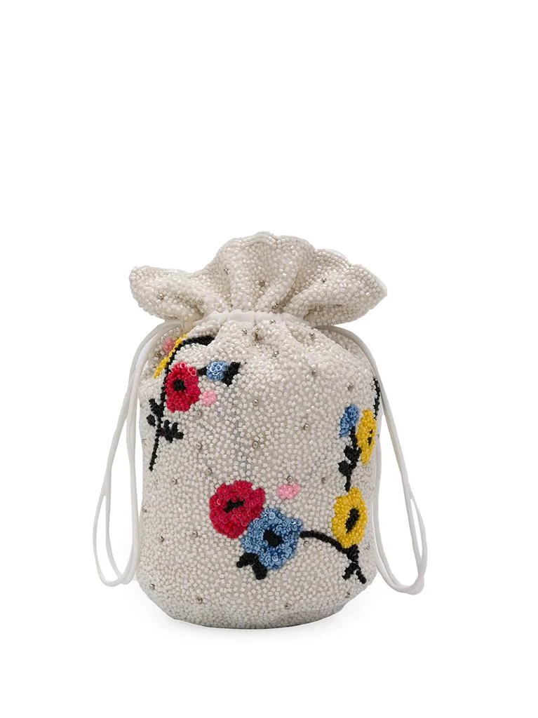 Ganni floral beaded bucket bag - women 1